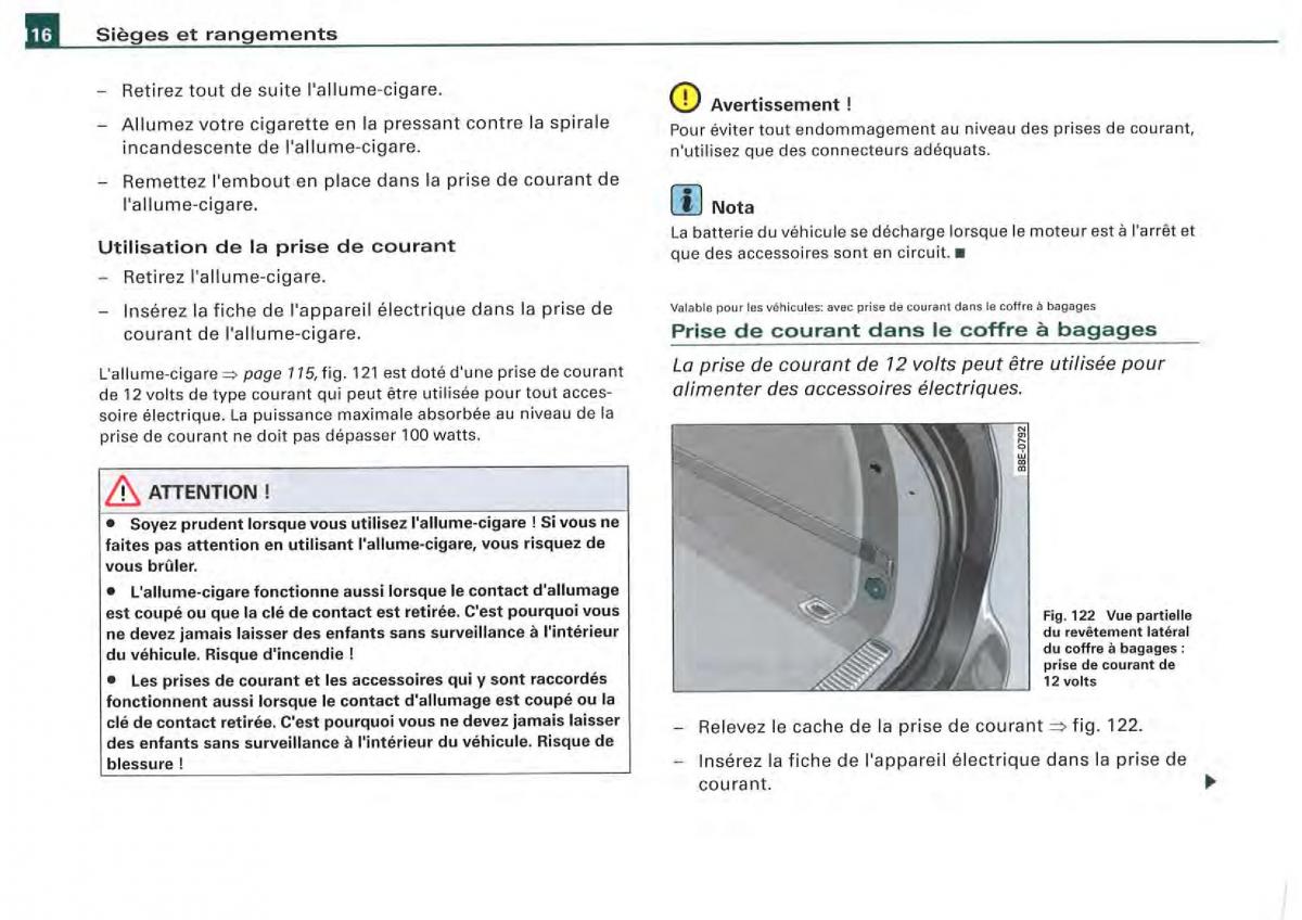 Audi A4 S4 B7 8F manuel du proprietaire / page 114