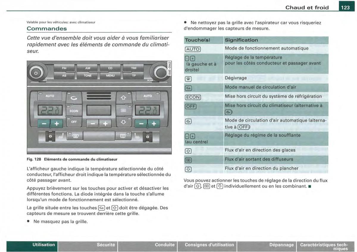 Audi A4 S4 B7 8F manuel du proprietaire / page 121