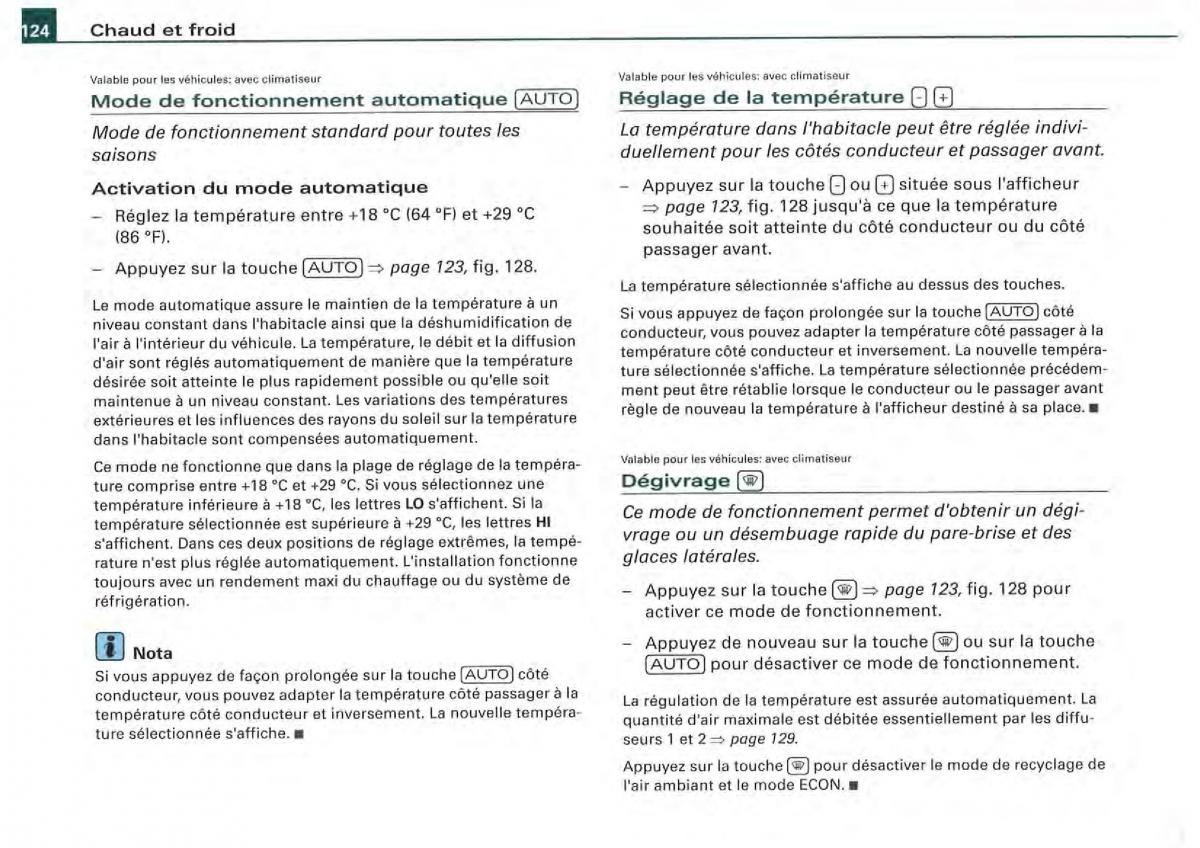 Audi A4 S4 B7 8F manuel du proprietaire / page 122