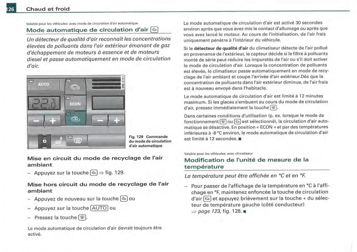 Audi A4 S4 B7 8F manuel du proprietaire / page 124