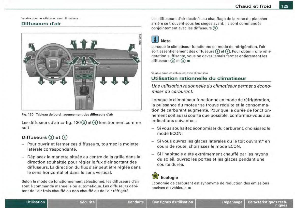 Audi A4 S4 B7 8F manuel du proprietaire / page 127