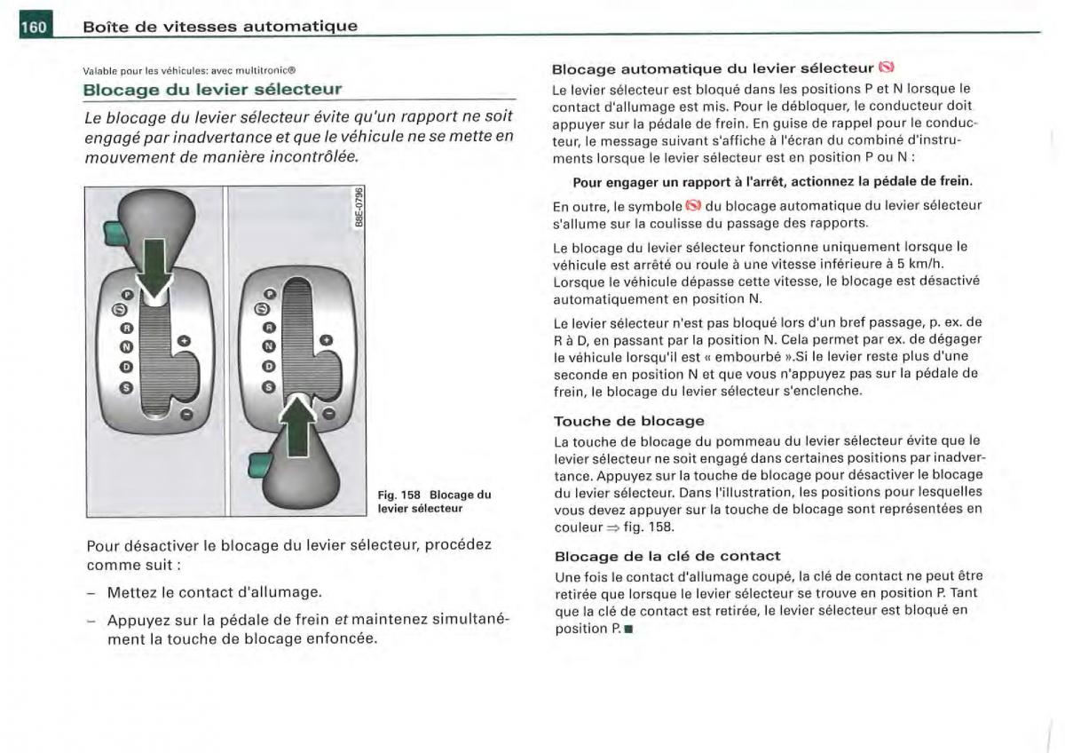 Audi A4 S4 B7 8F manuel du proprietaire / page 158