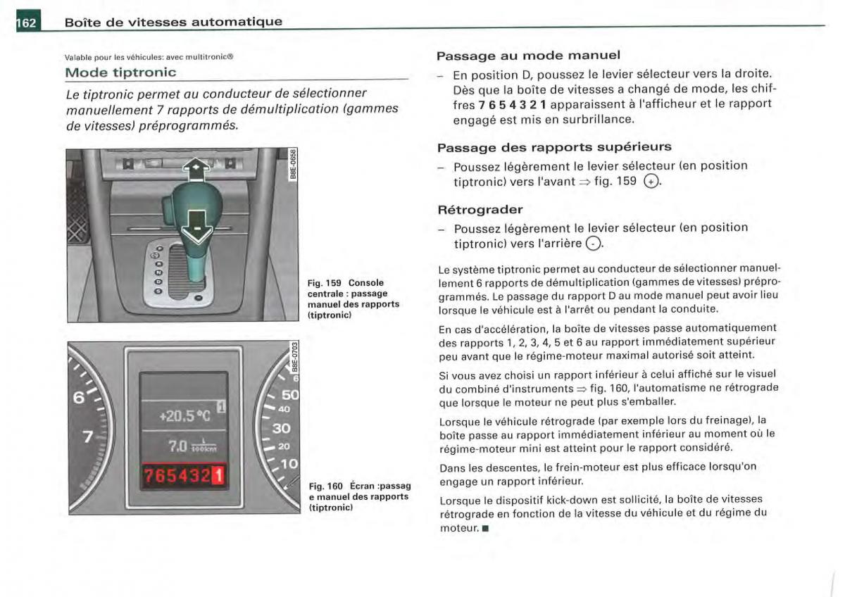 Audi A4 S4 B7 8F manuel du proprietaire / page 160