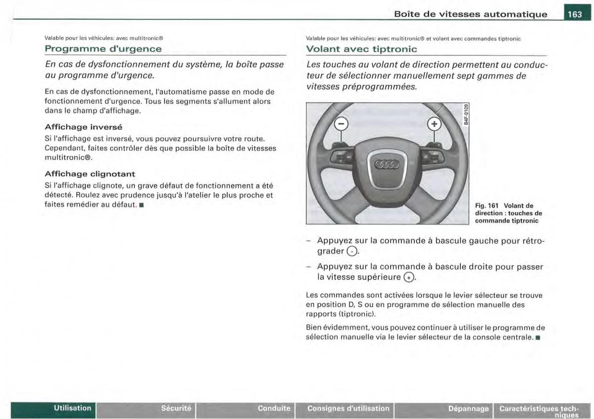 Audi A4 S4 B7 8F manuel du proprietaire / page 161