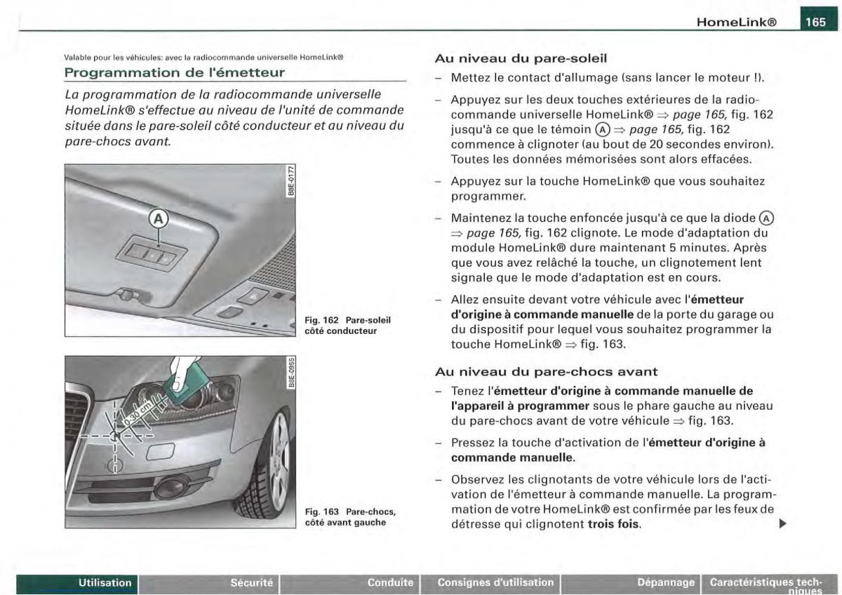 Audi A4 S4 B7 8F manuel du proprietaire / page 163