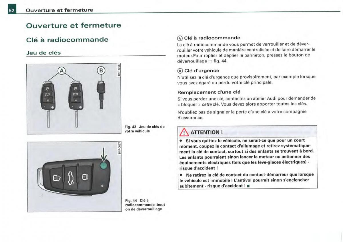 Audi A4 S4 B7 8F manuel du proprietaire / page 50