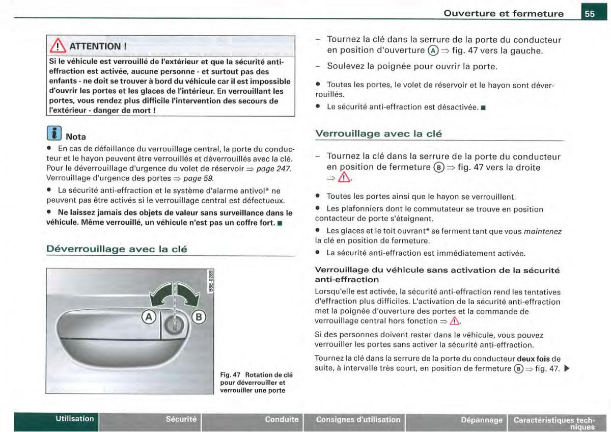 Audi A4 S4 B7 8F manuel du proprietaire / page 53