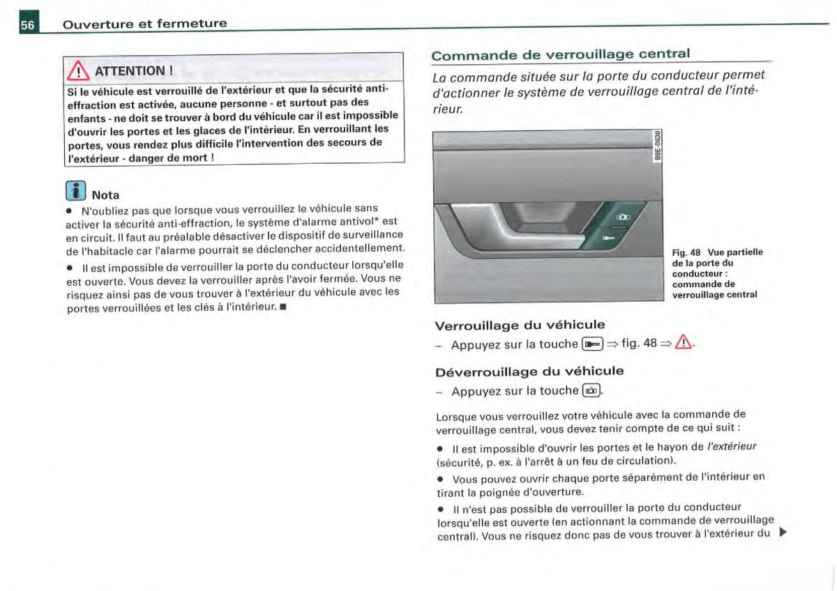 Audi A4 S4 B7 8F manuel du proprietaire / page 54