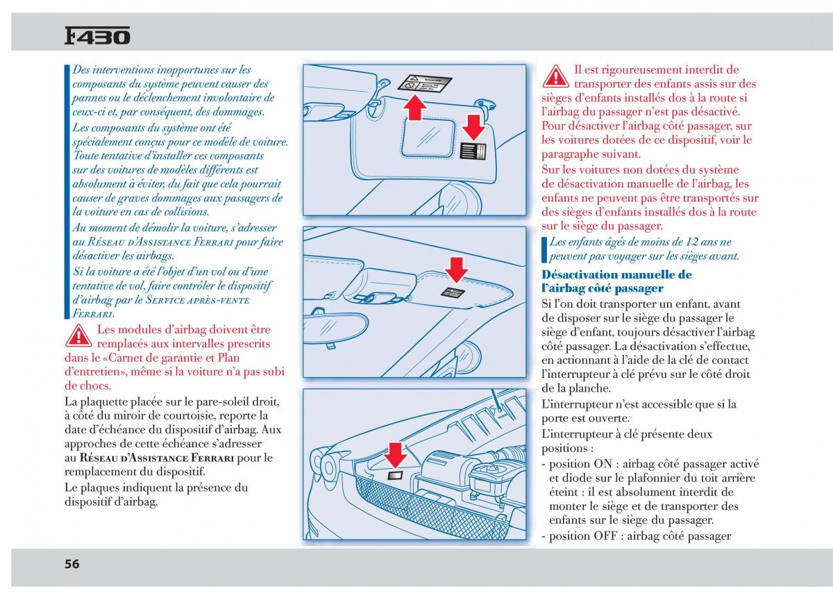 Ferrari 430 manuel du proprietaire / page 56