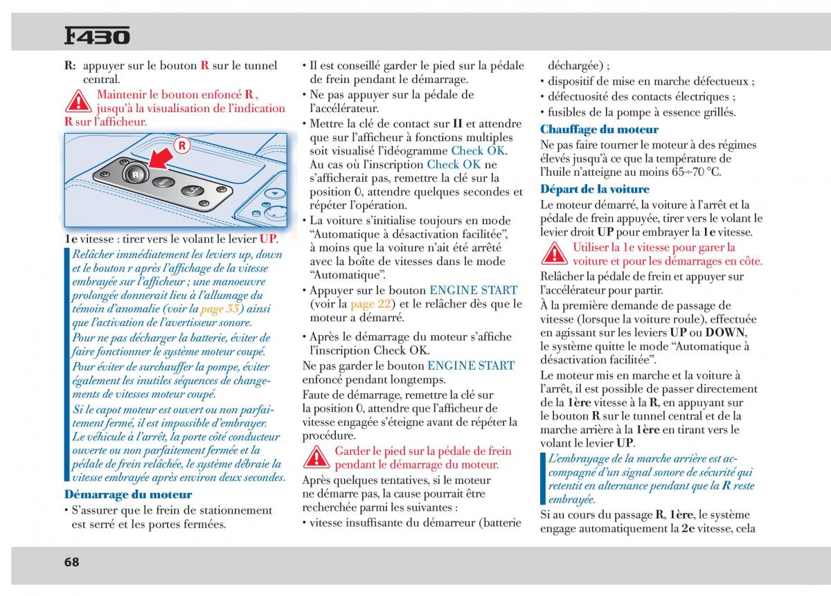 Ferrari 430 manuel du proprietaire / page 68