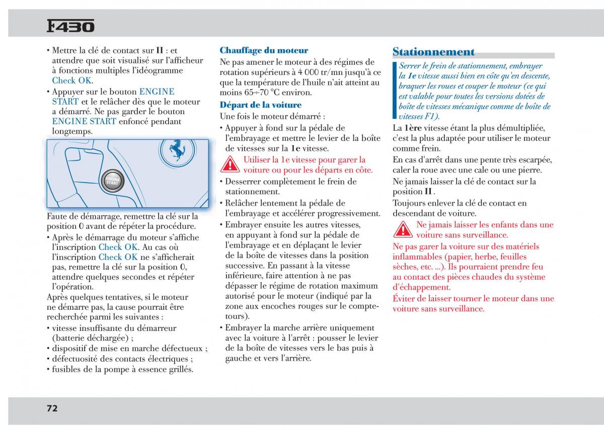 Ferrari 430 manuel du proprietaire / page 72