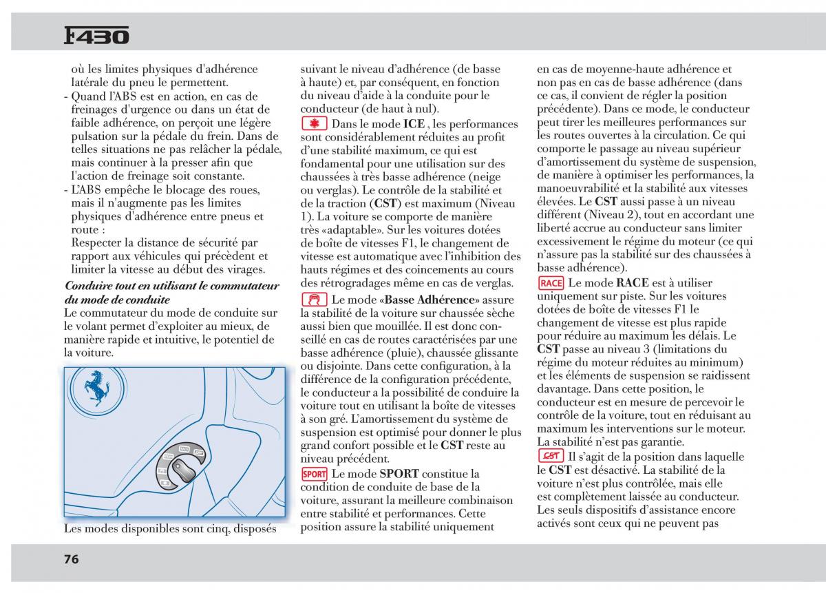 Ferrari 430 manuel du proprietaire / page 76