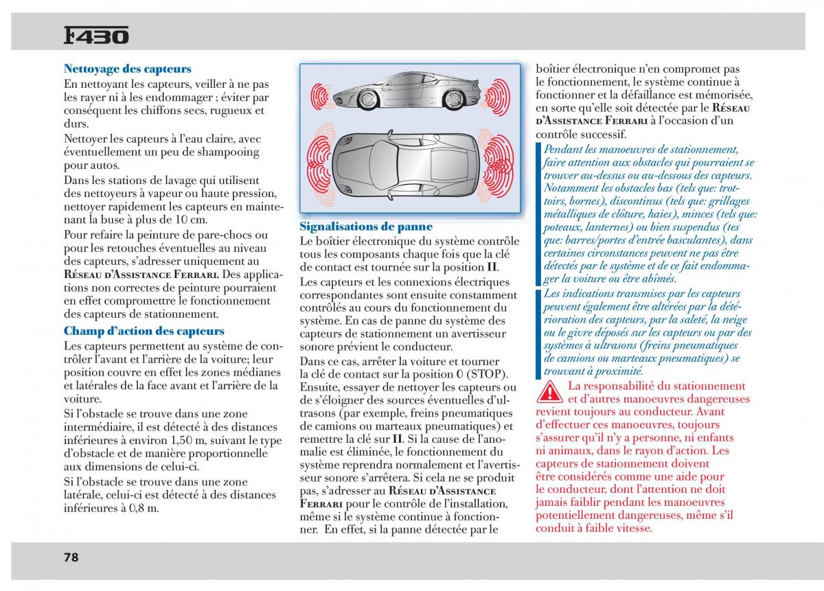 Ferrari 430 manuel du proprietaire / page 78