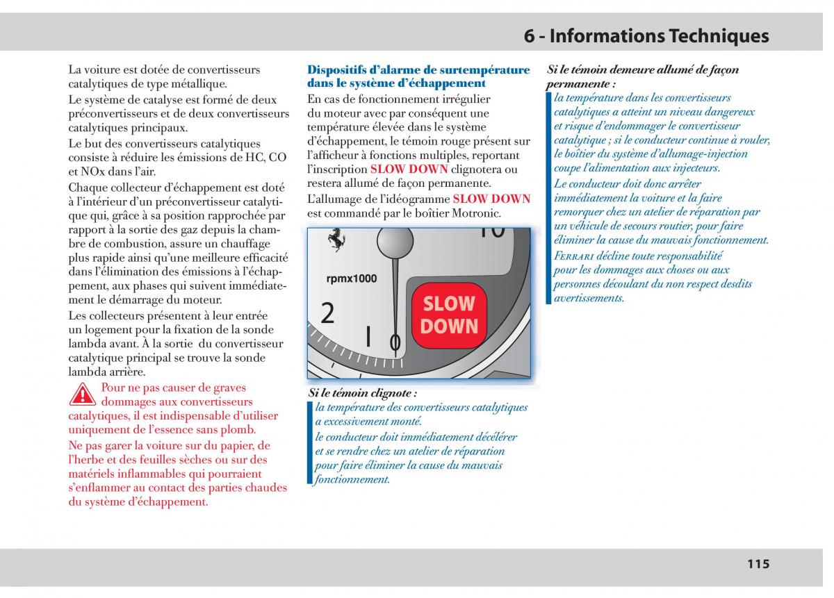 Ferrari 430 manuel du proprietaire / page 115
