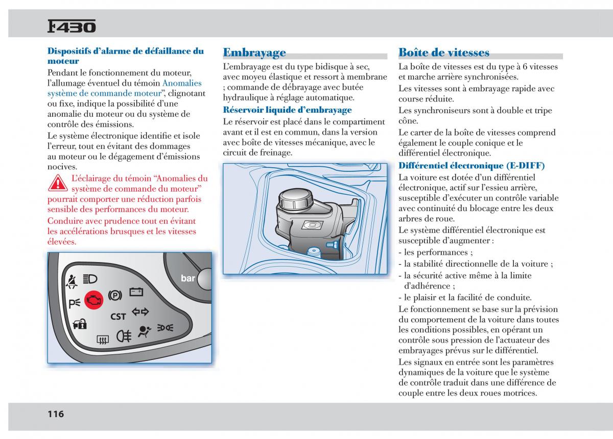 Ferrari 430 manuel du proprietaire / page 116