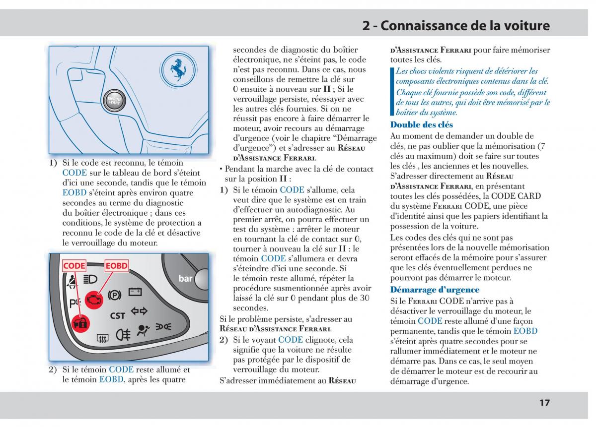 Ferrari 430 manuel du proprietaire / page 17