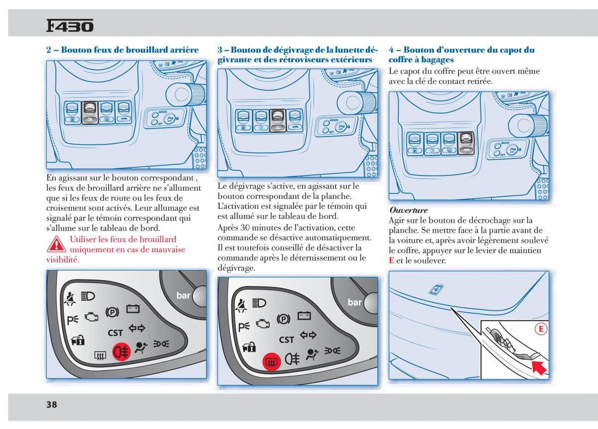 Ferrari 430 manuel du proprietaire / page 38