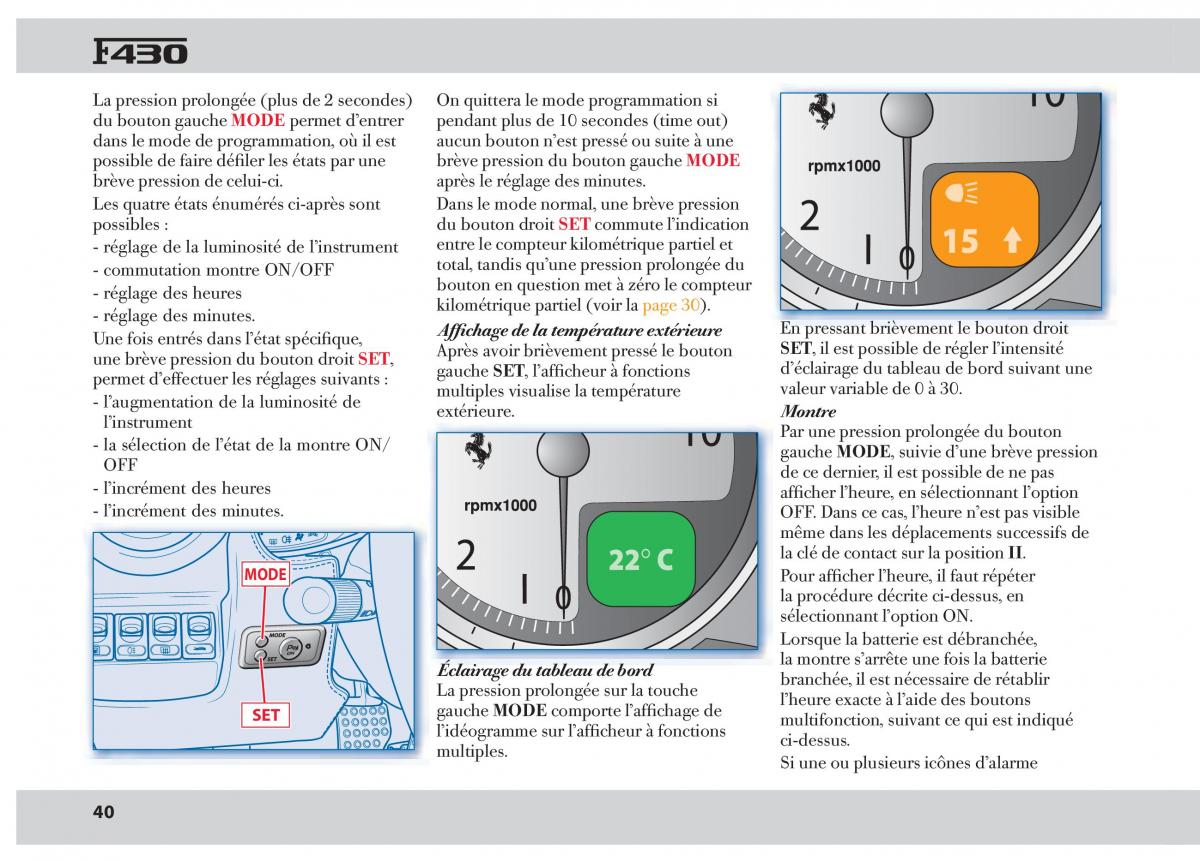 Ferrari 430 manuel du proprietaire / page 40