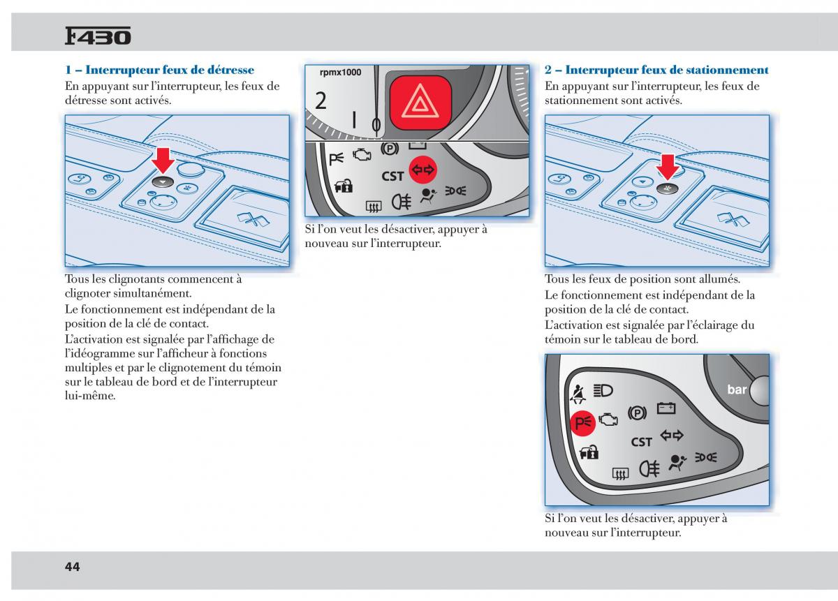 Ferrari 430 manuel du proprietaire / page 44