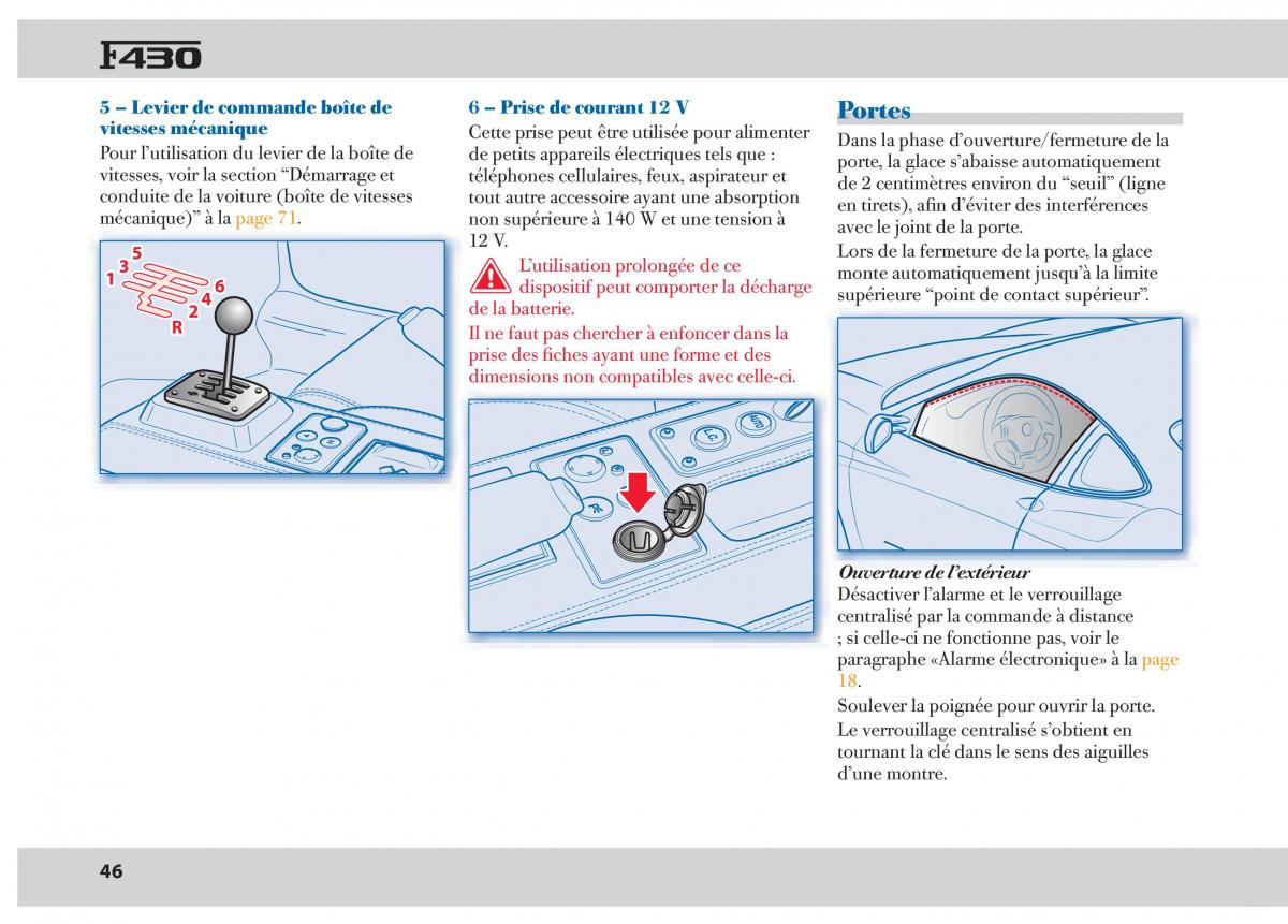 Ferrari 430 manuel du proprietaire / page 46