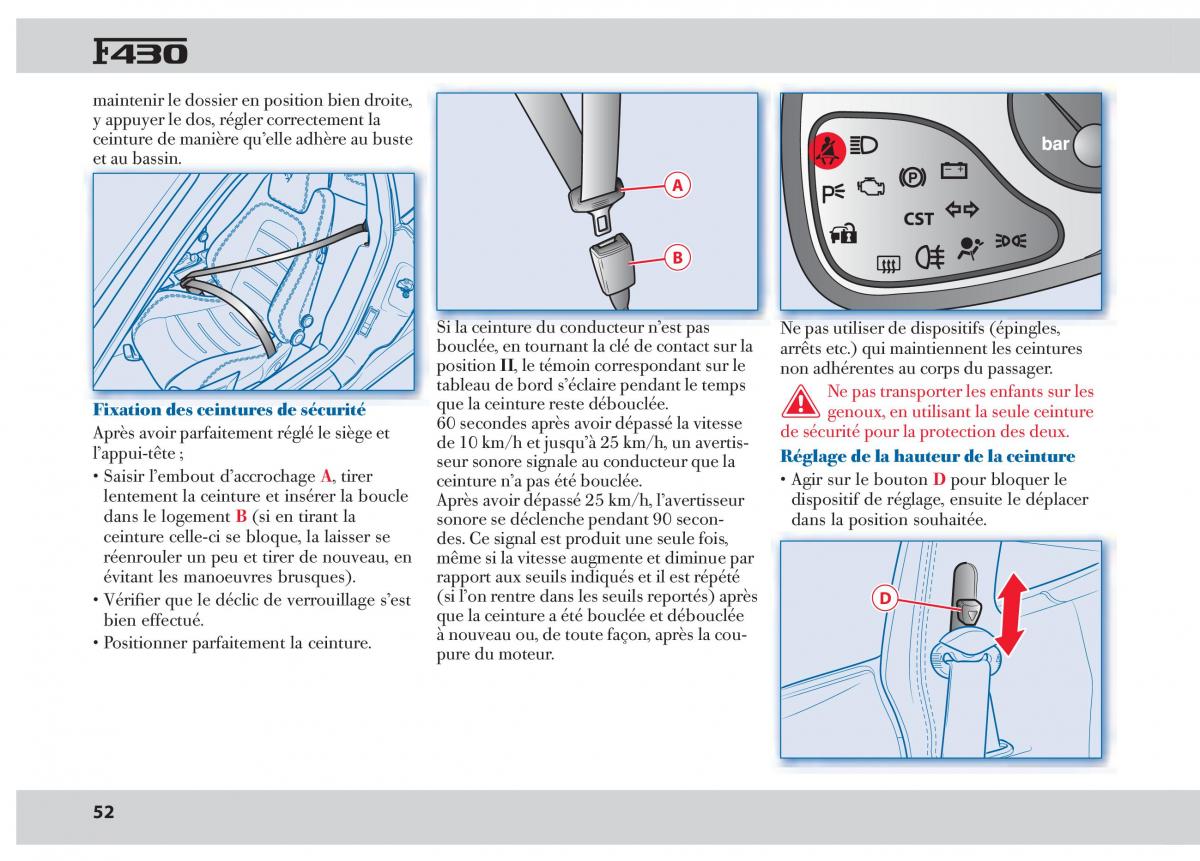 Ferrari 430 manuel du proprietaire / page 52