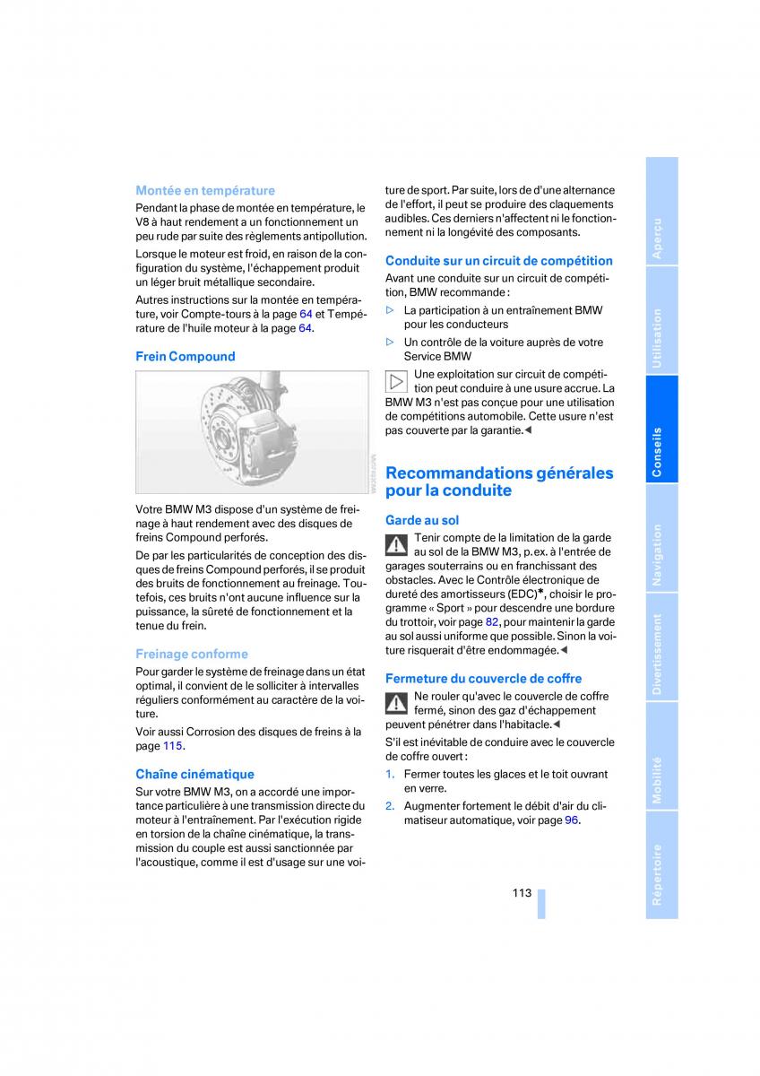 BMW M3 E92 M Power manuel du proprietaire / page 115