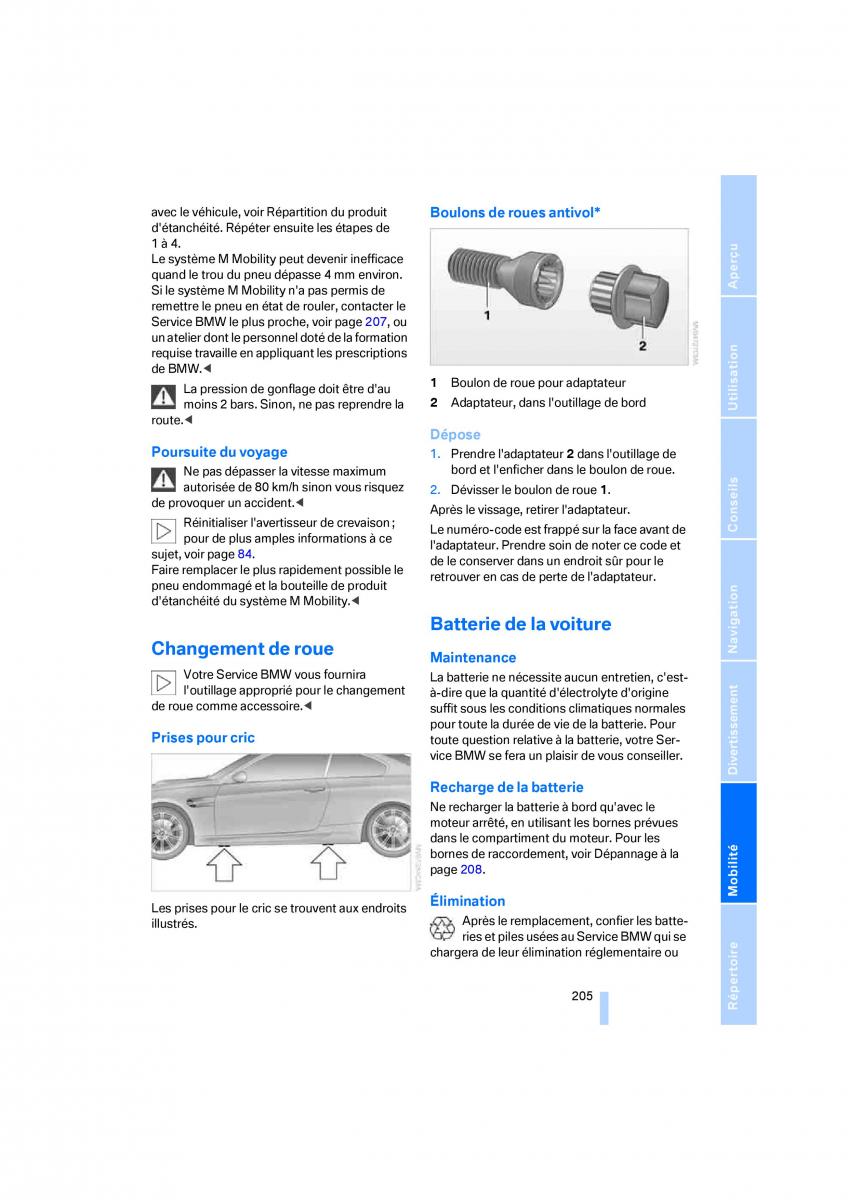 BMW M3 E92 M Power manuel du proprietaire / page 207