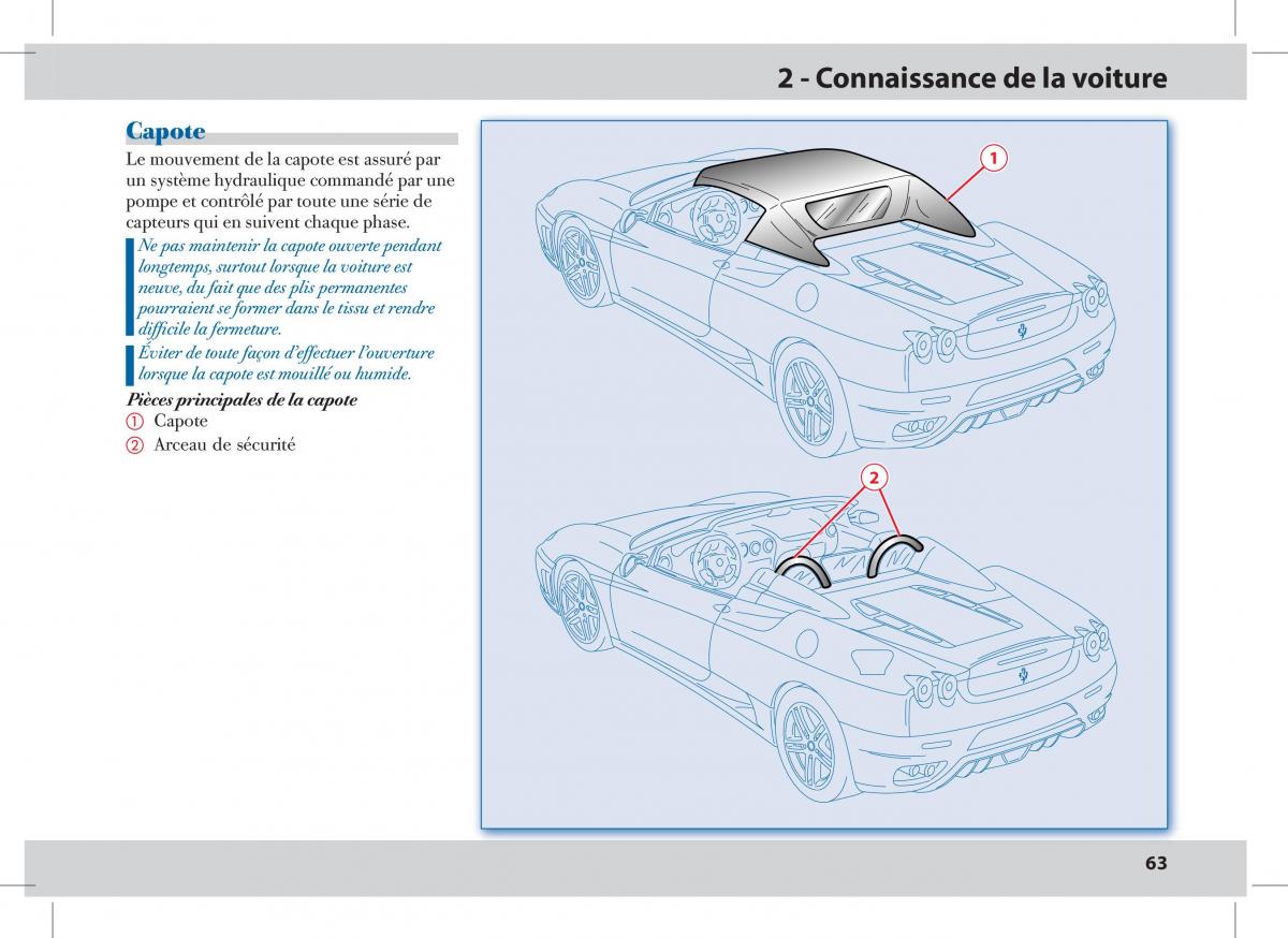 Ferrari 430 Spider manuel du proprietaire / page 63