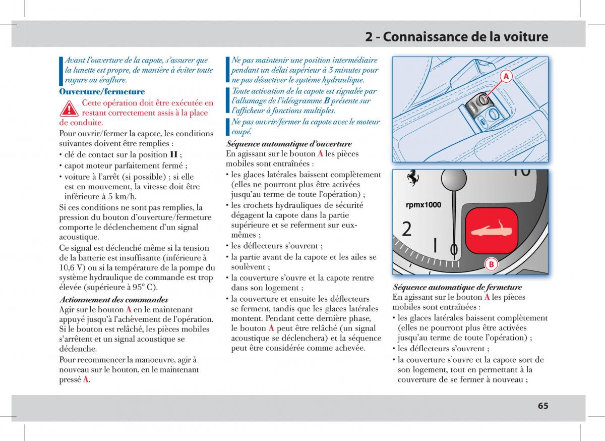 Ferrari 430 Spider manuel du proprietaire / page 65