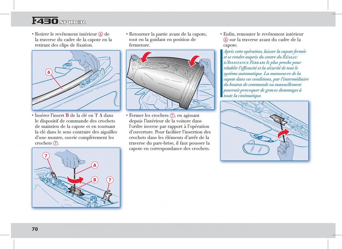 Ferrari 430 Spider manuel du proprietaire / page 70