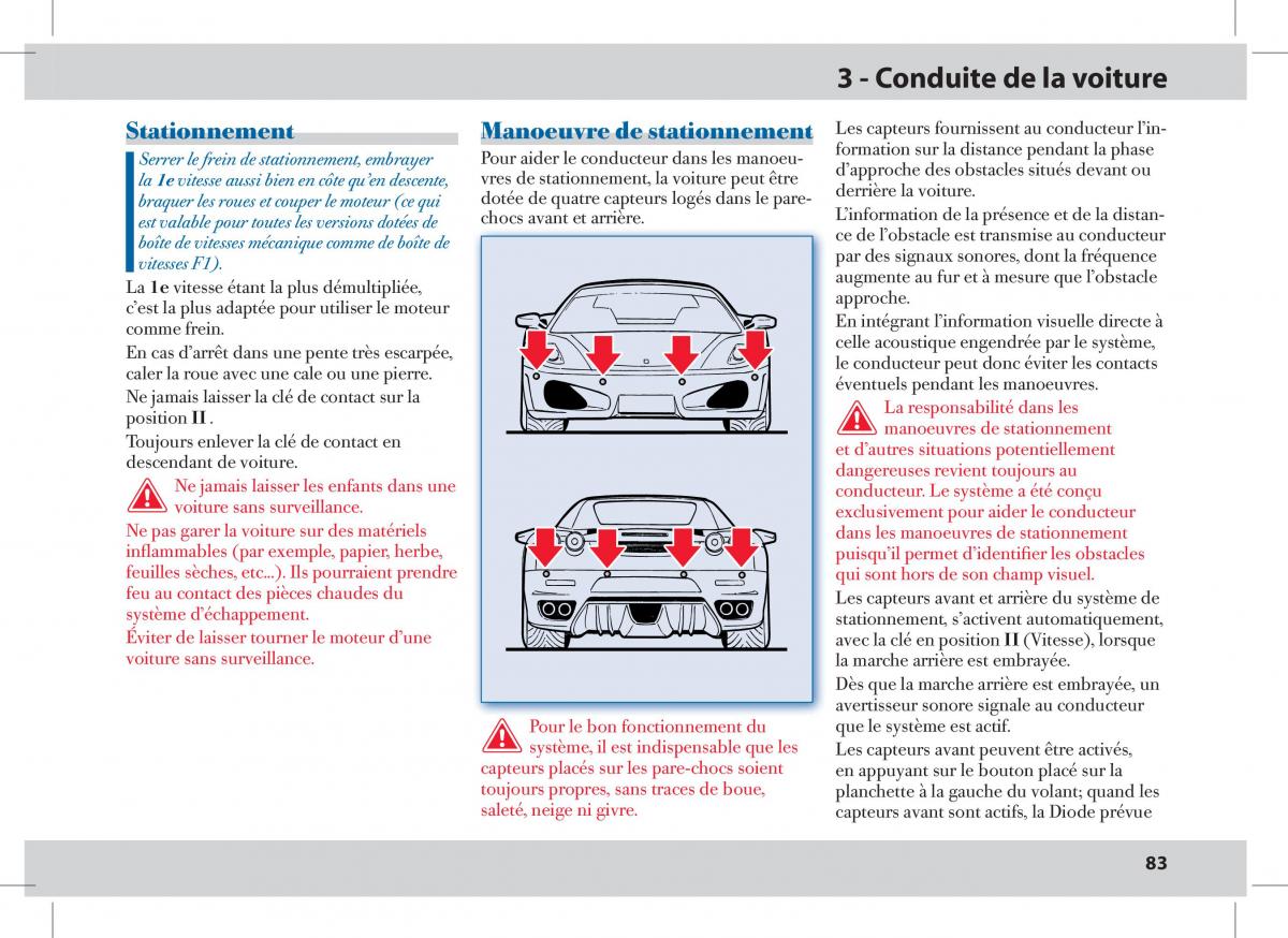 Ferrari 430 Spider manuel du proprietaire / page 83