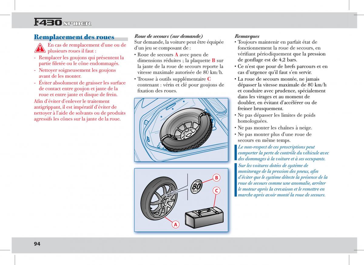 Ferrari 430 Spider manuel du proprietaire / page 94