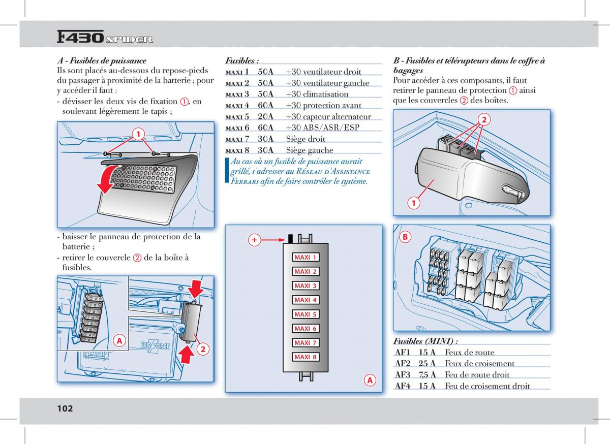 Ferrari 430 Spider manuel du proprietaire / page 102