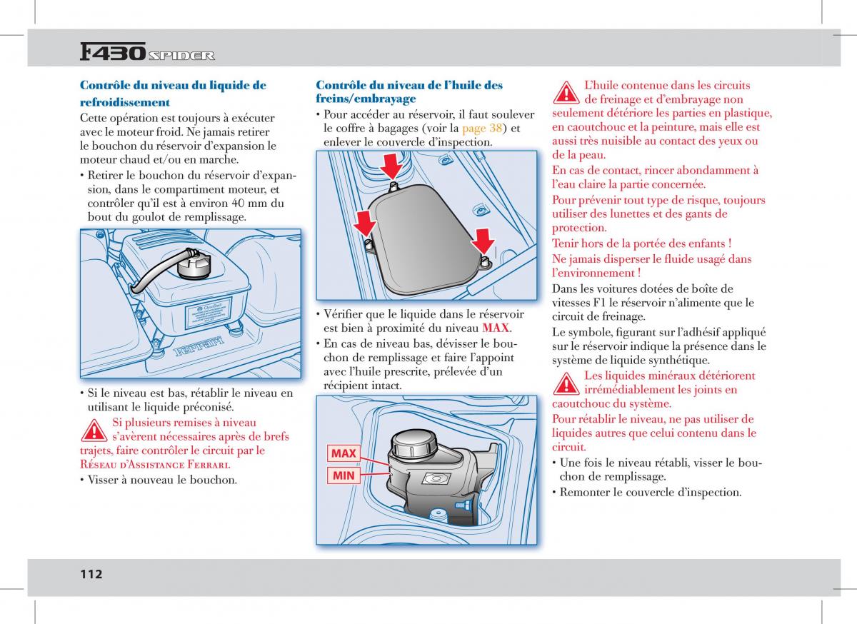 Ferrari 430 Spider manuel du proprietaire / page 112