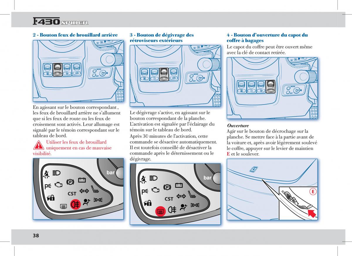 Ferrari 430 Spider manuel du proprietaire / page 38