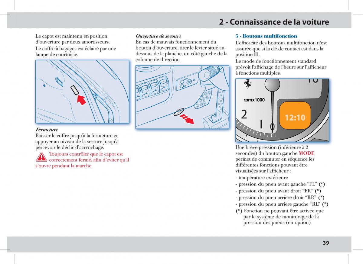 Ferrari 430 Spider manuel du proprietaire / page 39