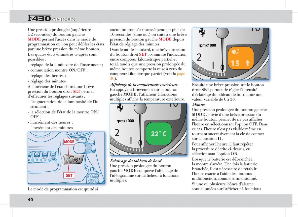 Ferrari 430 Spider manuel du proprietaire / page 40