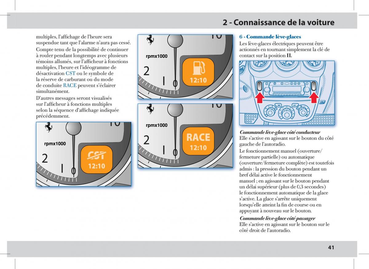 Ferrari 430 Spider manuel du proprietaire / page 41