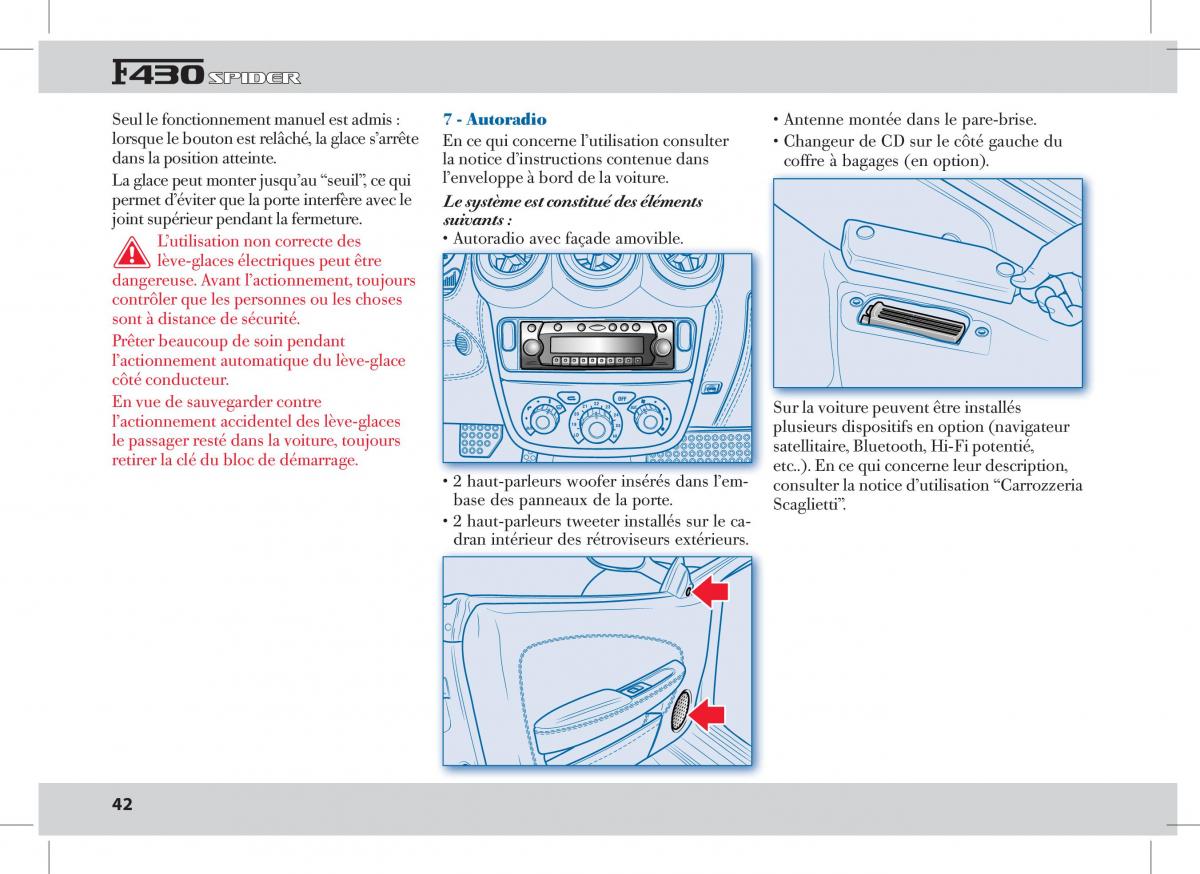 Ferrari 430 Spider manuel du proprietaire / page 42