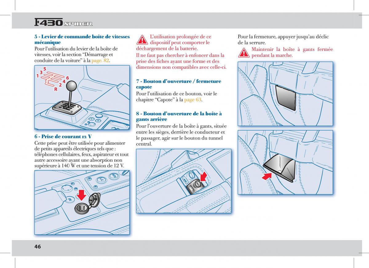Ferrari 430 Spider manuel du proprietaire / page 46