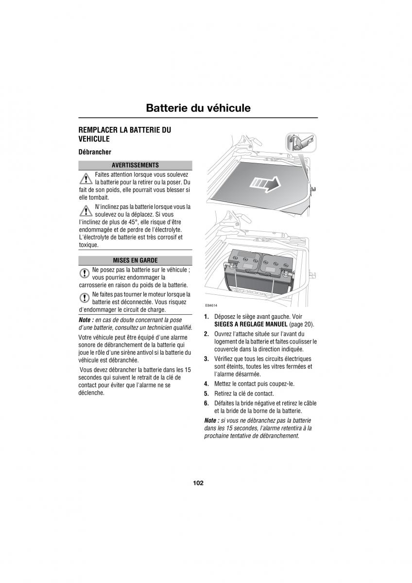 Land Rover Defender manuel du proprietaire / page 61