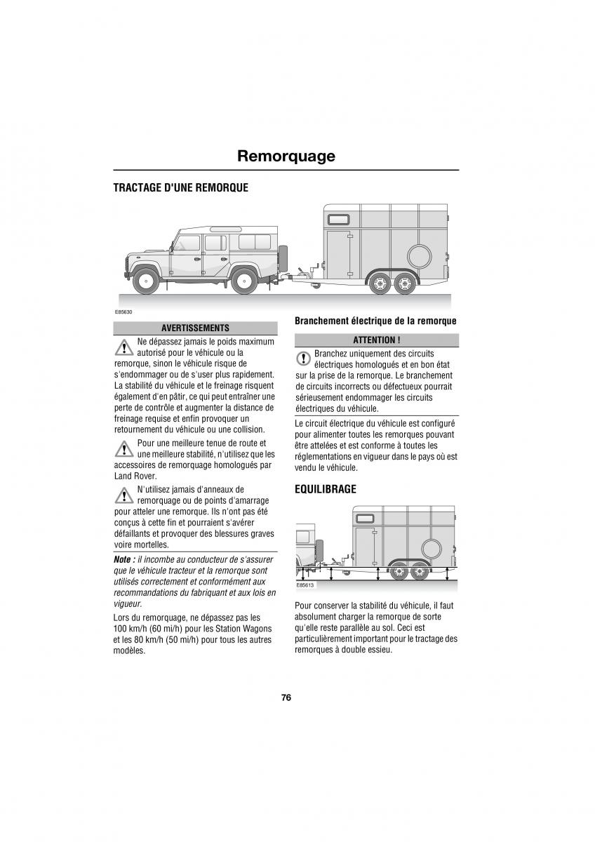 Land Rover Defender manuel du proprietaire / page 81