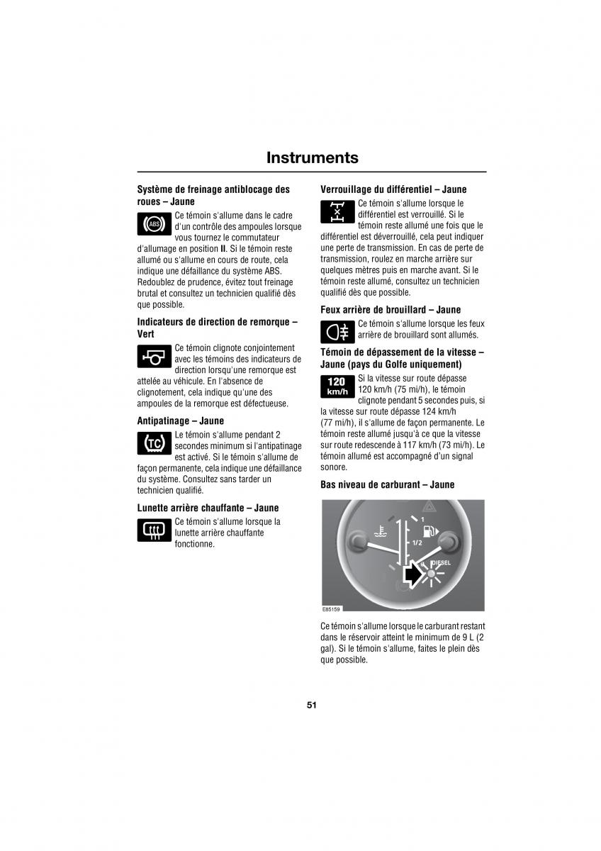 Land Rover Defender manuel du proprietaire / page 113