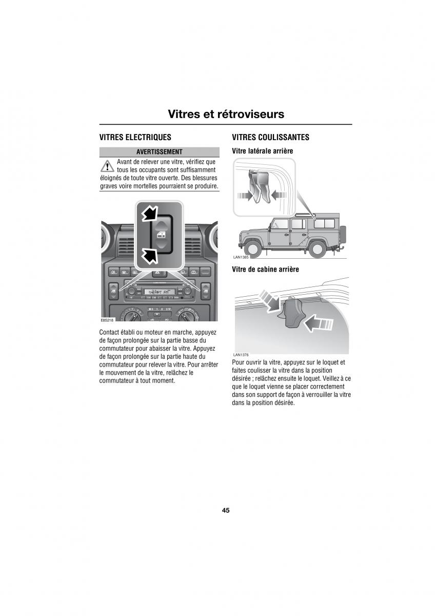 Land Rover Defender manuel du proprietaire / page 114