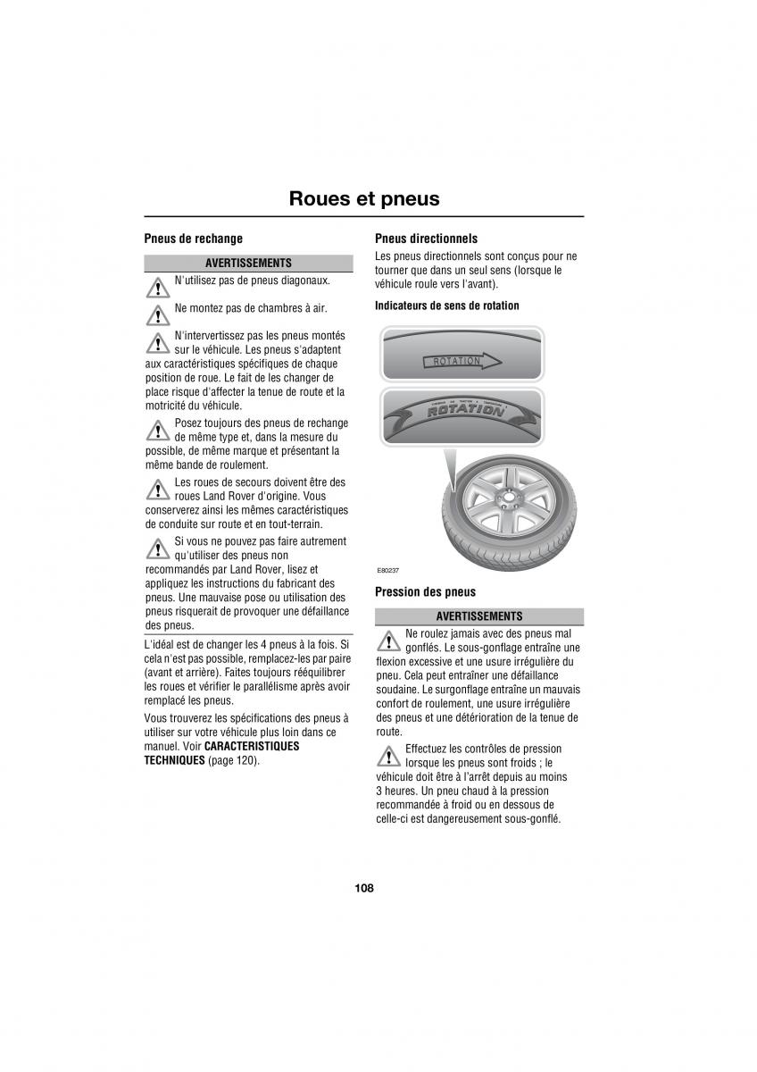 Land Rover Defender manuel du proprietaire / page 44