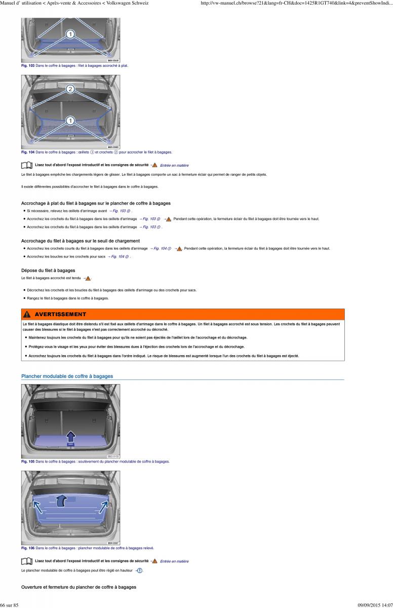 VW Golf VII 7 manuel du proprietaire / page 84