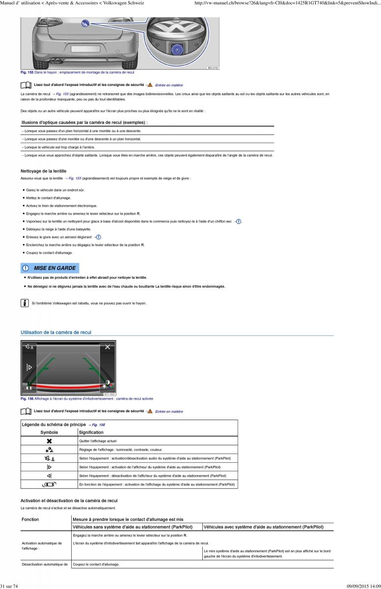 VW Golf VII 7 manuel du proprietaire / page 134