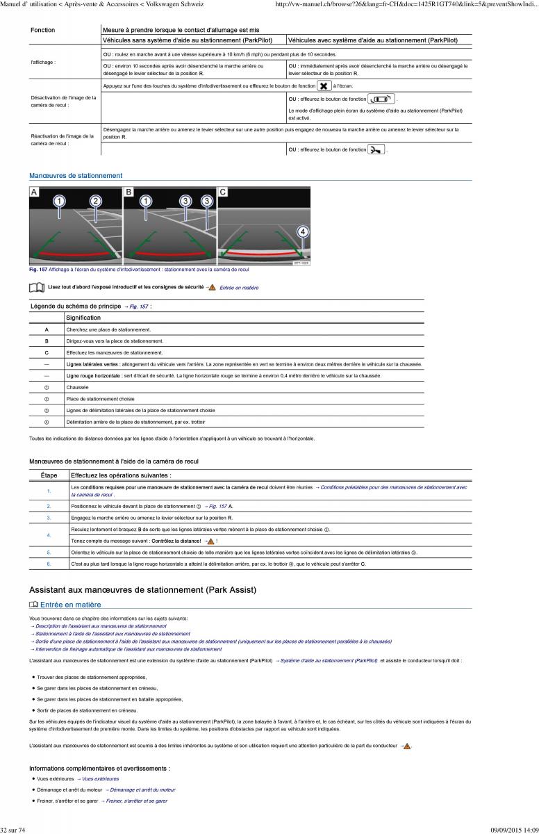 VW Golf VII 7 manuel du proprietaire / page 135