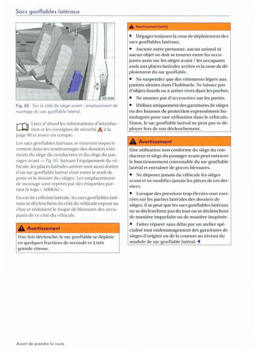 VW Golf VI 6 manuel du proprietaire / page 100