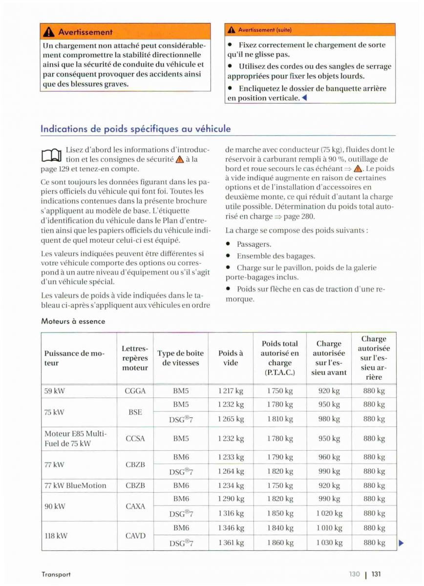 VW Golf VI 6 manuel du proprietaire / page 133